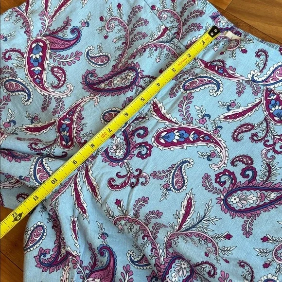 LOFT Blue Paisley Wide Leg Pants - Picture 5 of 9